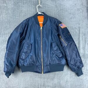 Rothco MA-1 Flight Jacket Mens Medium  Ultra Force Blue Flag